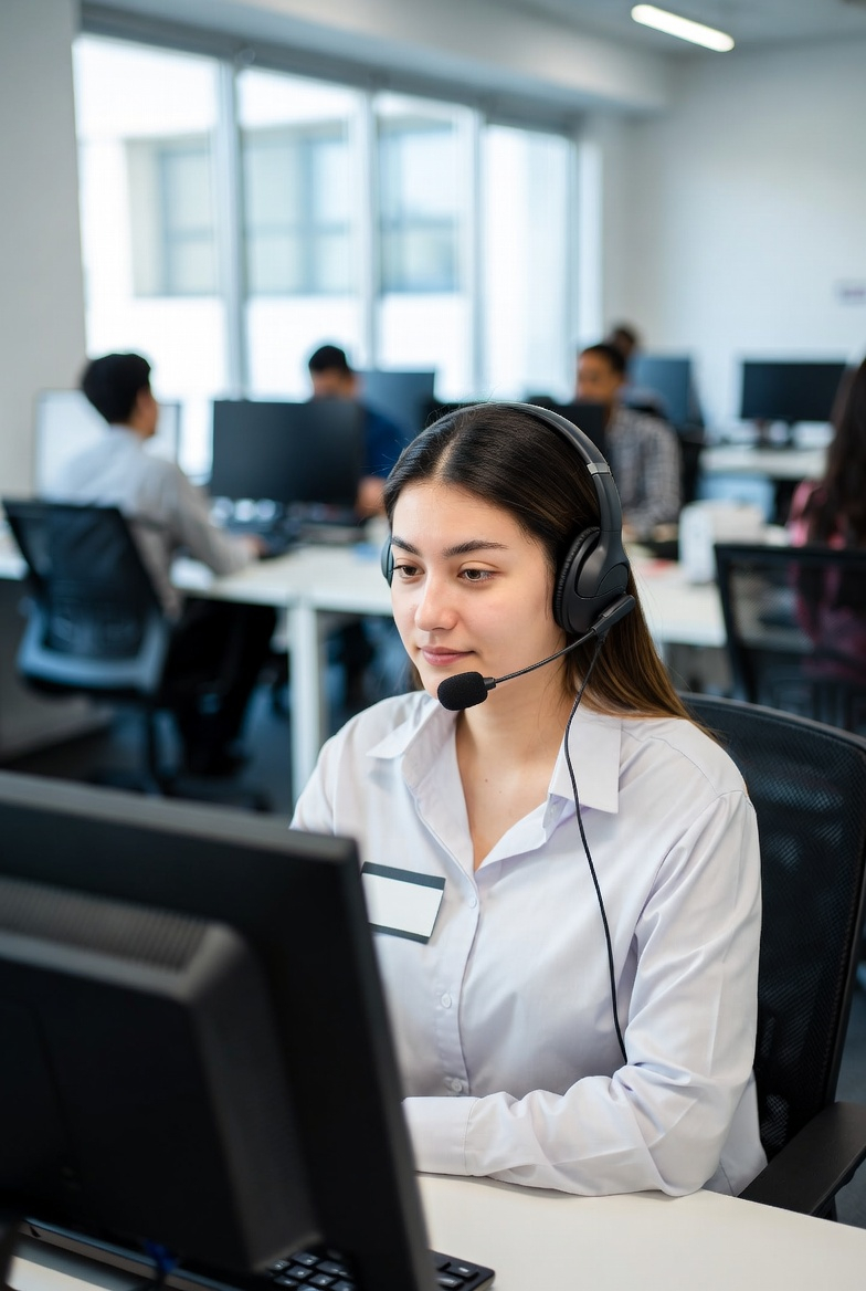 outbound call center services team handling lead generation and appointment setting in a modern office